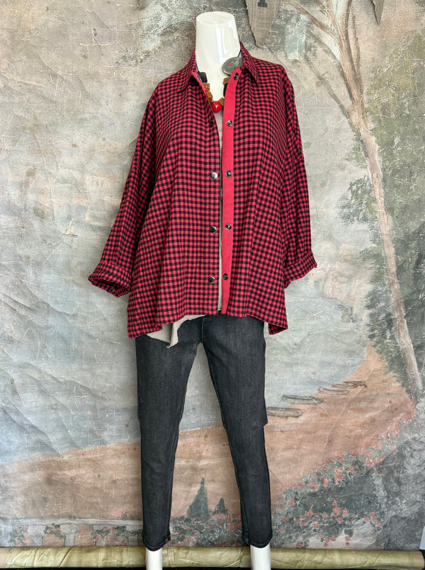 2500-2165 Small Check Big Shirt-Ruby