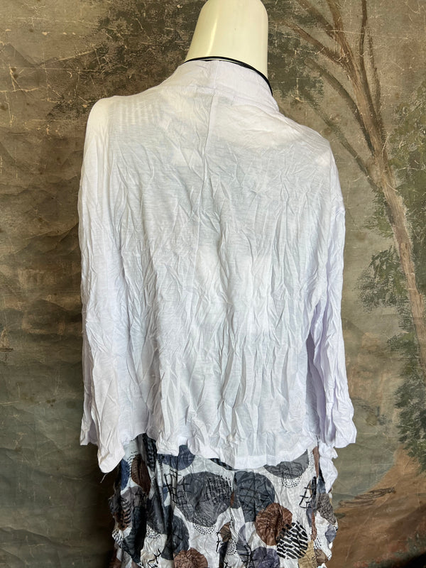 23066 Crinkle Tie Cardigan-White