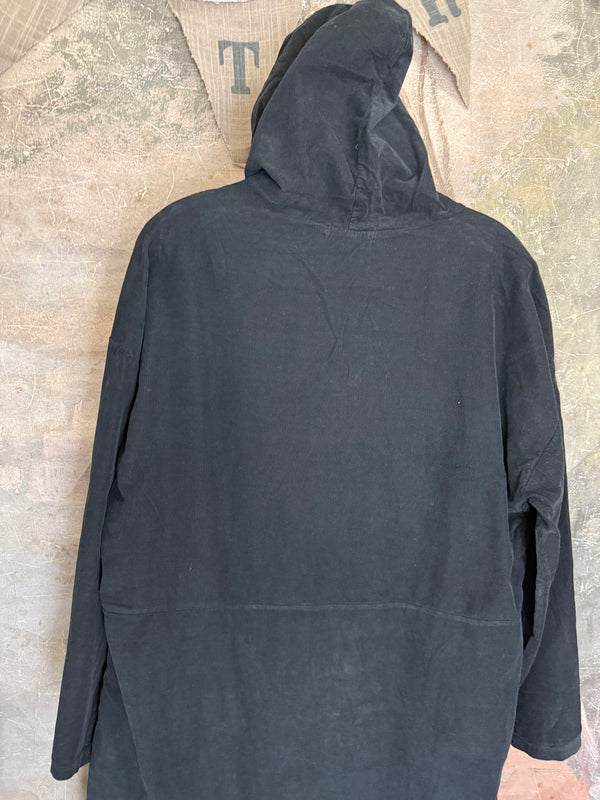 92178-62 Needlework Hoody Dress-Black