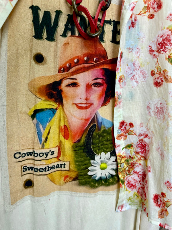 T839 Short Sleeve T-Shirt Dress-Cream/Yeehaw