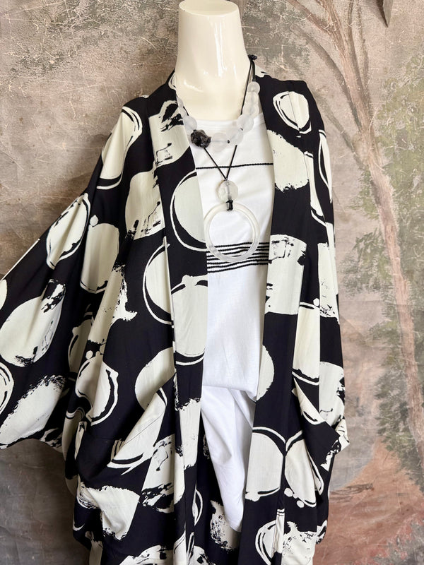 W601 Lina Jacket-Black w white dots