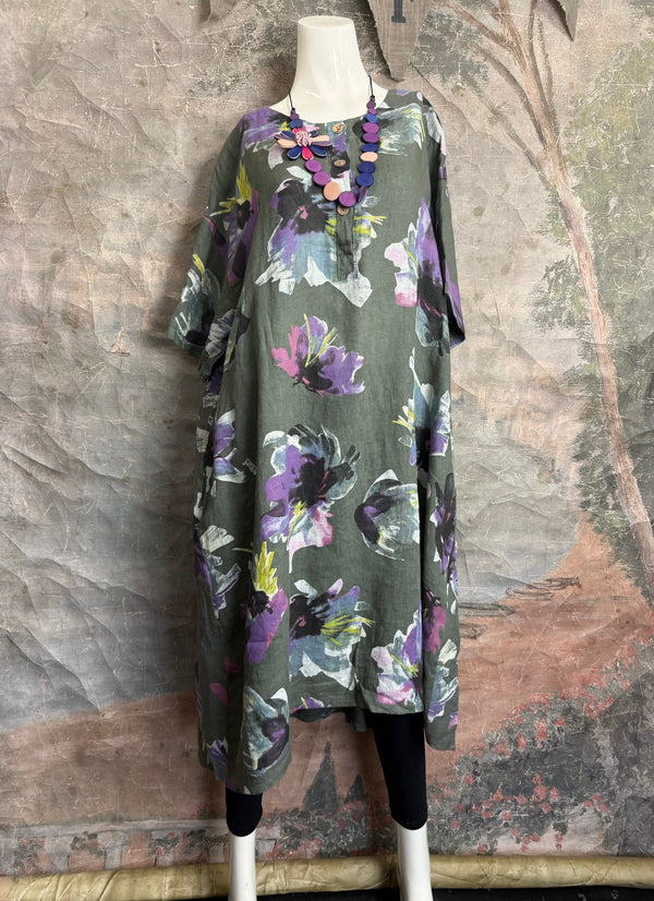 91877-52 Artful Bloom Dress-Olive