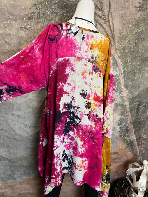 7063V Block Dyed Justly Top-PINK MIX