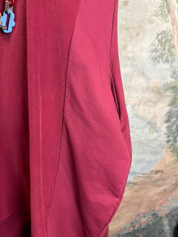 6512AU Cowlneck Bubble Dress-Wine