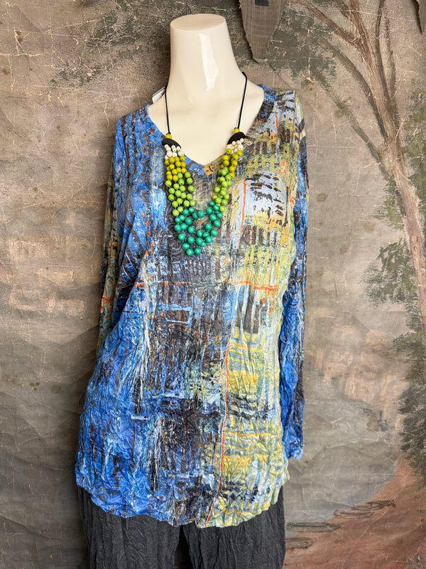 25621 Crinkle Basic Top-Blue