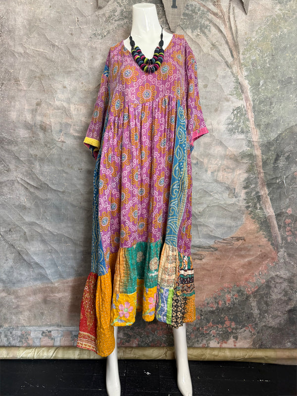 1027w Kantha Arts Tiered Dress-Mix 6