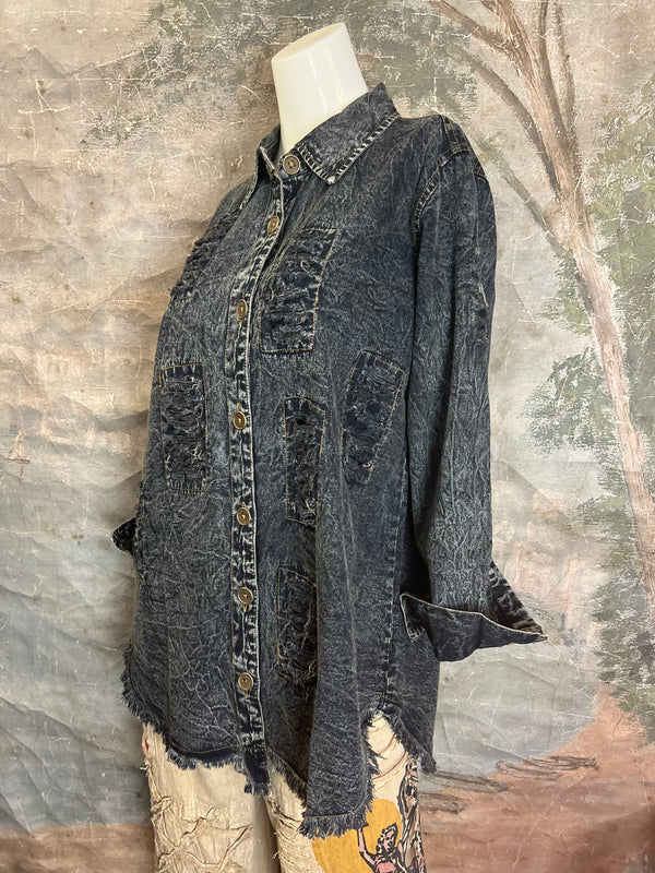 PL413 Distressed Denim Shirt