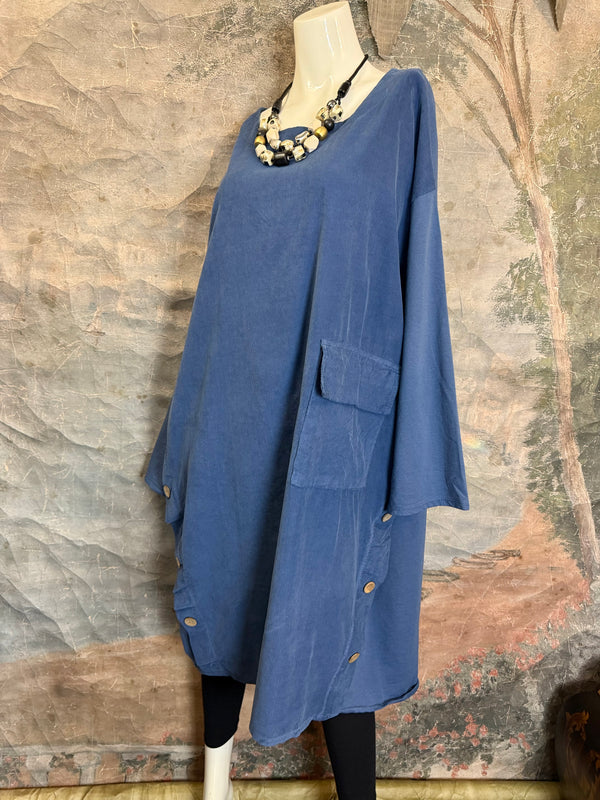 91805 Corduroy Button Dress-Denim