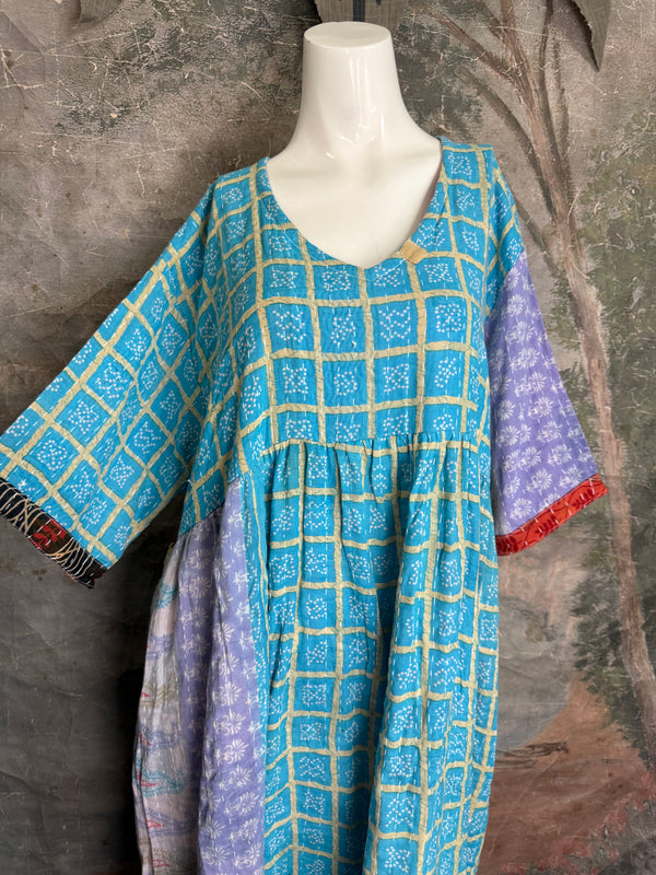 1027w Kantha Arts Tiered Dress-Mix 1