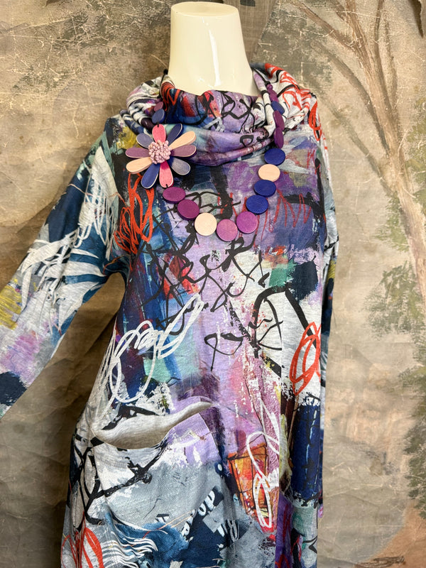 D543F Cowl Neck ASYM Dress-Grape Jam