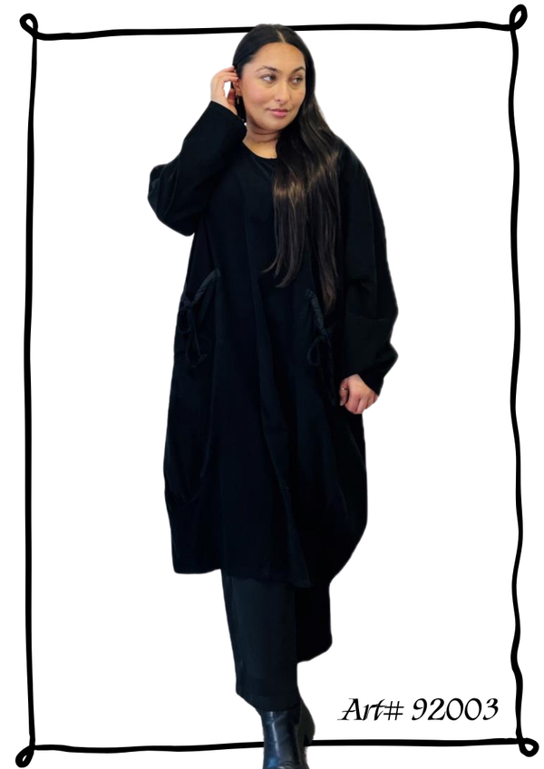 92003 Corduroy Pocket Dress-Black