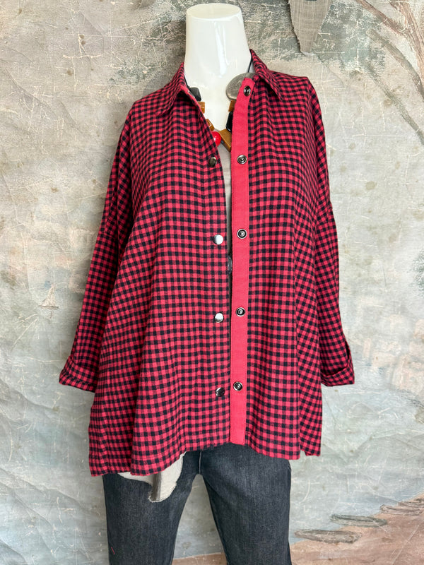2500-2165 Small Check Big Shirt-Ruby