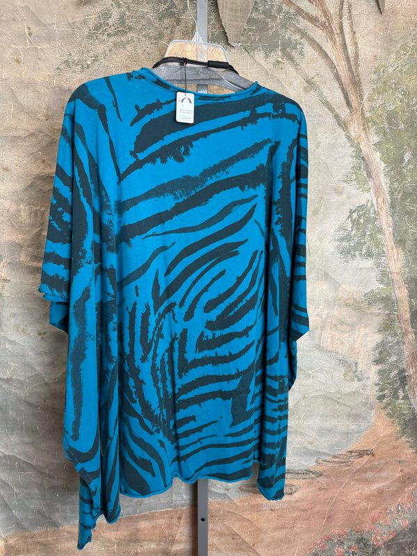 715CL-Zebra Oversized Tunic Tee-TEAL