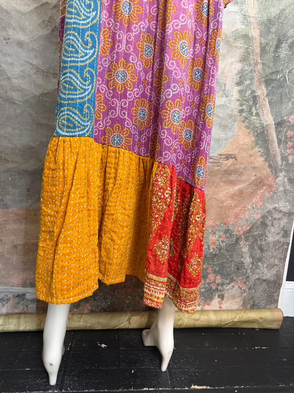 1027w Kantha Arts Tiered Dress-Mix 6