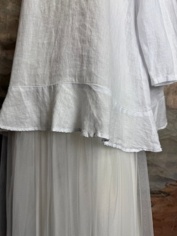 MP-HLT561 Ruffle Hem Top-White