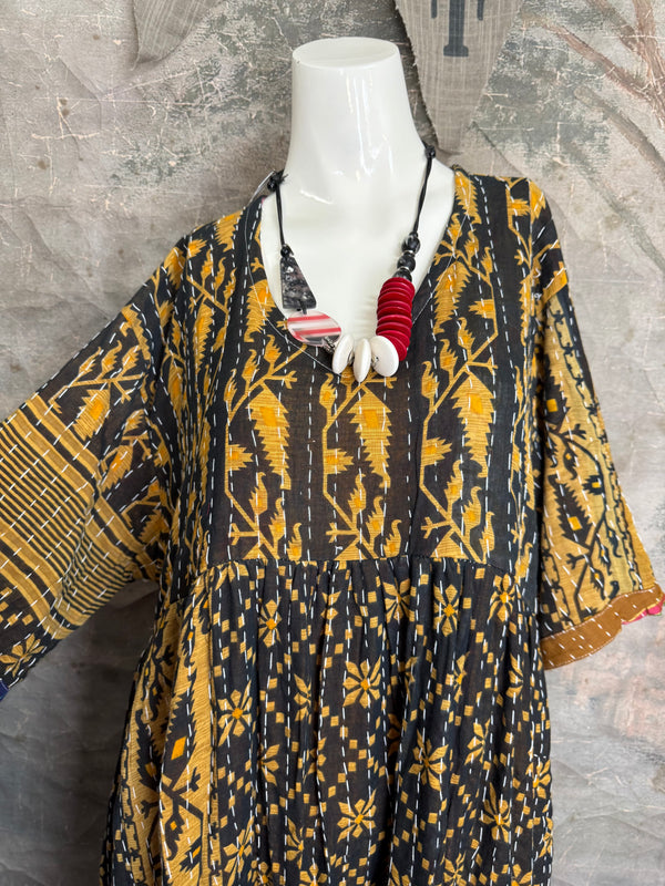 1027w Kantha Arts Tiered Dress-Mix 3