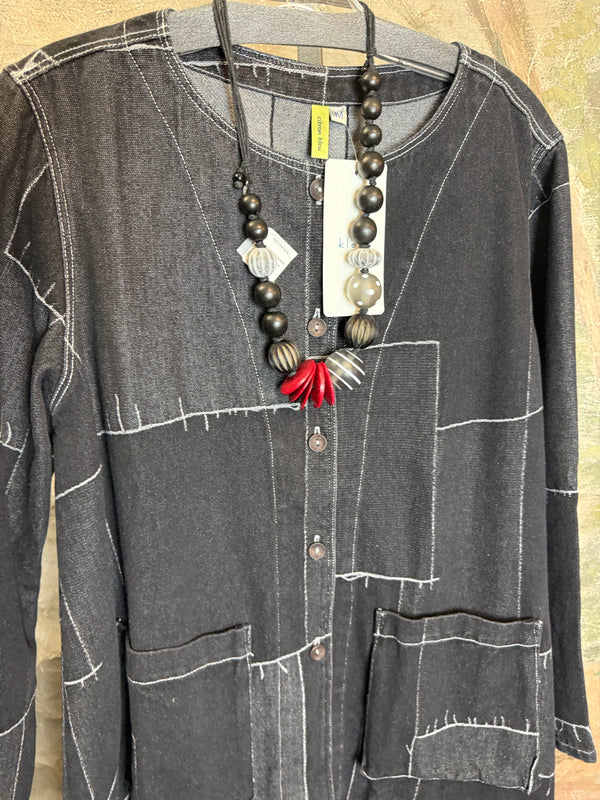 20126N17 Lg/Slv Slit Back Shirt-Dark Grey