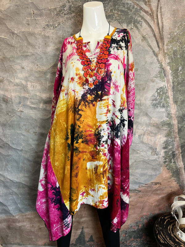 7063V Block Dyed Justly Top-PINK MIX
