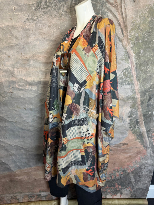 C103 Brushed Hooded Duster