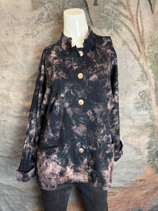 AS5801T Cardi Dyed Jacket-Black Smoke