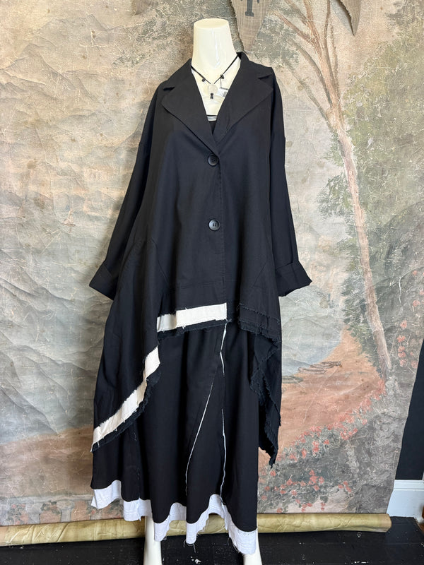 32302 Med to Long Blazer Jkt W/Trim-Black