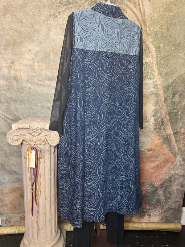 0709 Pleated Vest Denim Duster