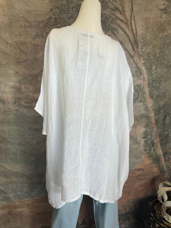 91624 Solid Patch Tunic Shirt-White