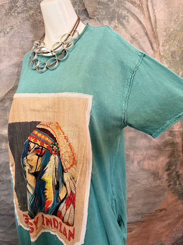 T839 Short Sleeve T-Shirt Dress-Tea/Gypsy