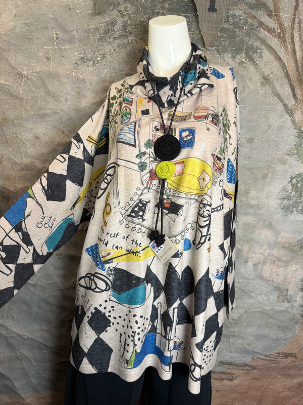 T1097 Cowlneck Dolman Slv Top