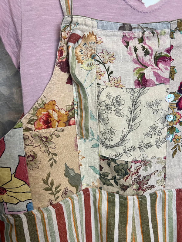 5561 OOAK Patch Linen Overalls-The Edith