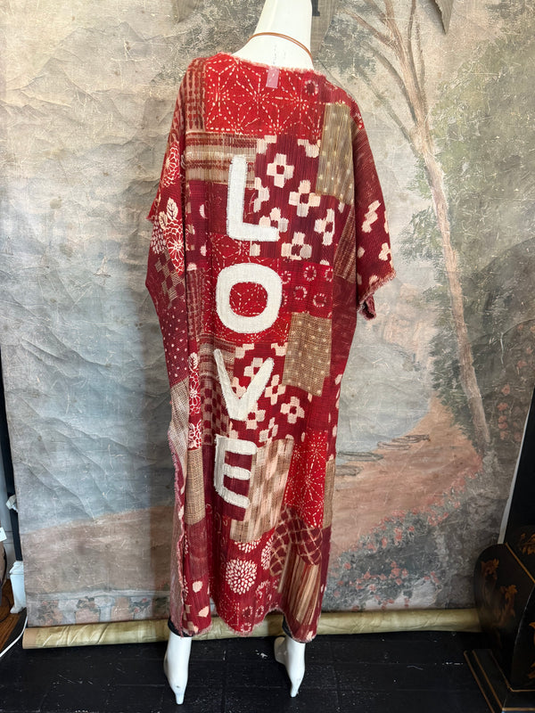 782 High Low Linen Tunic Top-Red/LOVE