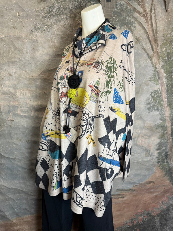 T1097 Cowlneck Dolman Slv Top