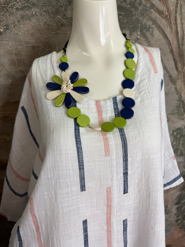 6653S Stripe Top-White