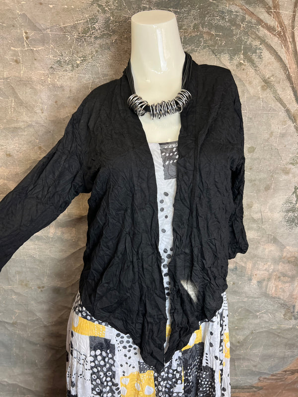23066 Crinkle Tie Cardigan-Black