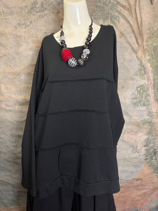 92052 Vintage Pullov Sweatshirt Top-Black