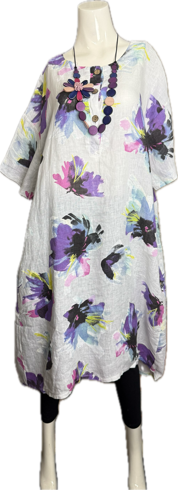 91877-52 Artful Bloom Dress-White