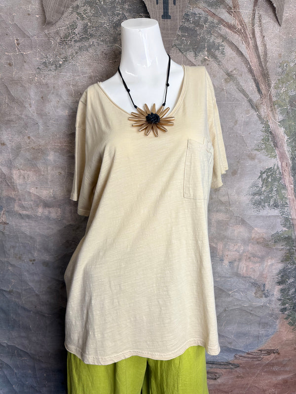 JG- Moon Dance V-Neck Tee-Oats
