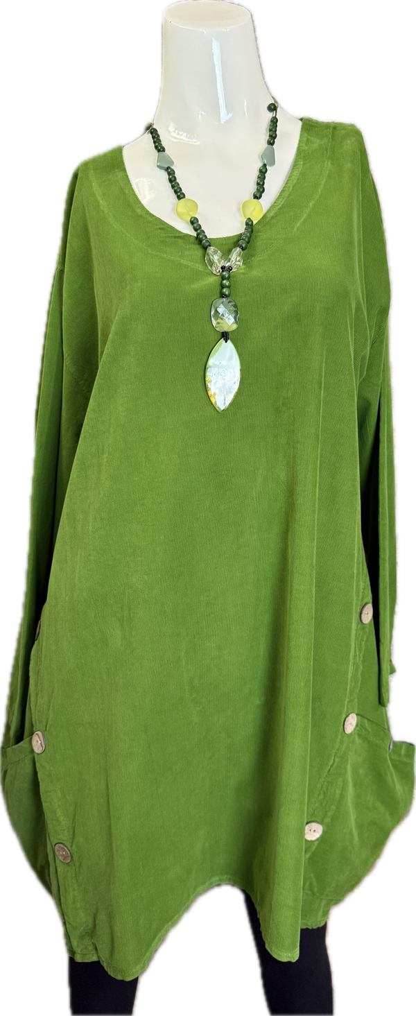 91983 Corduroy Pocket Tunic-Kiwi