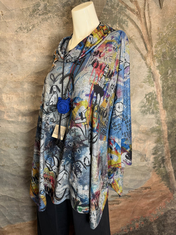 T134T Cowlneck Poncho Top-Coco