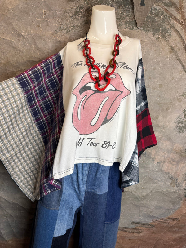 5576 Flannel Band Tee Topper-B