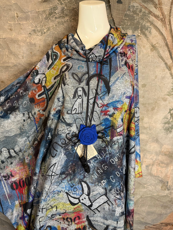 T134T Cowlneck Poncho Top-Coco