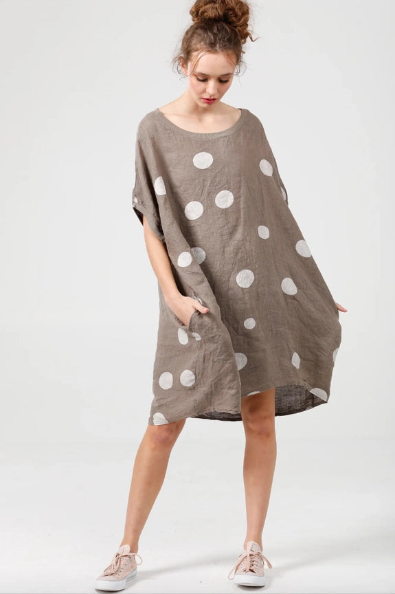 5202 Rosabella Polka Dot Top/Dress-Mocha