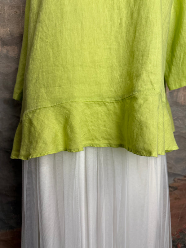 MP-HLT561 Ruffle Hem Top-Kiwi