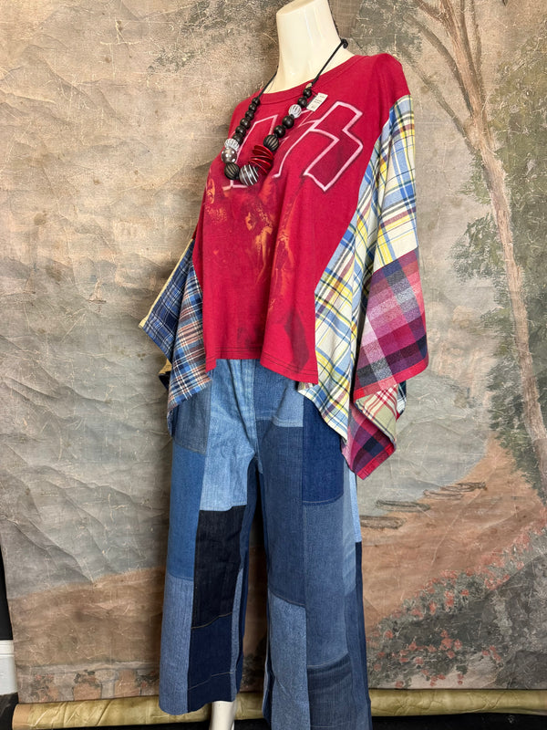 5576 Flannel Band Tee Topper-D