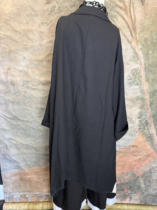 32302 Med to Long Blazer Jkt W/Trim-Black