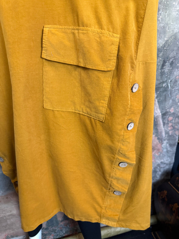 91805 Corduroy Button Dress-Mustard