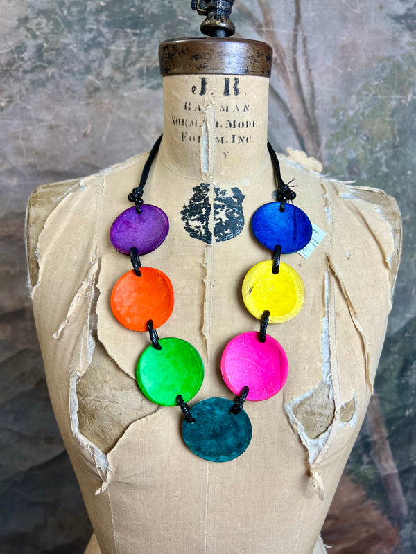 LS24N05 Colorful Disc Necklace