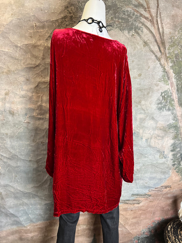 5406 Silk Velvet Judy Tunic-Red
