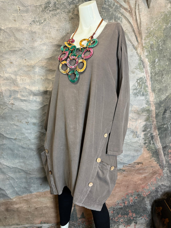 91983 Corduroy Pocket Tunic-Mocha