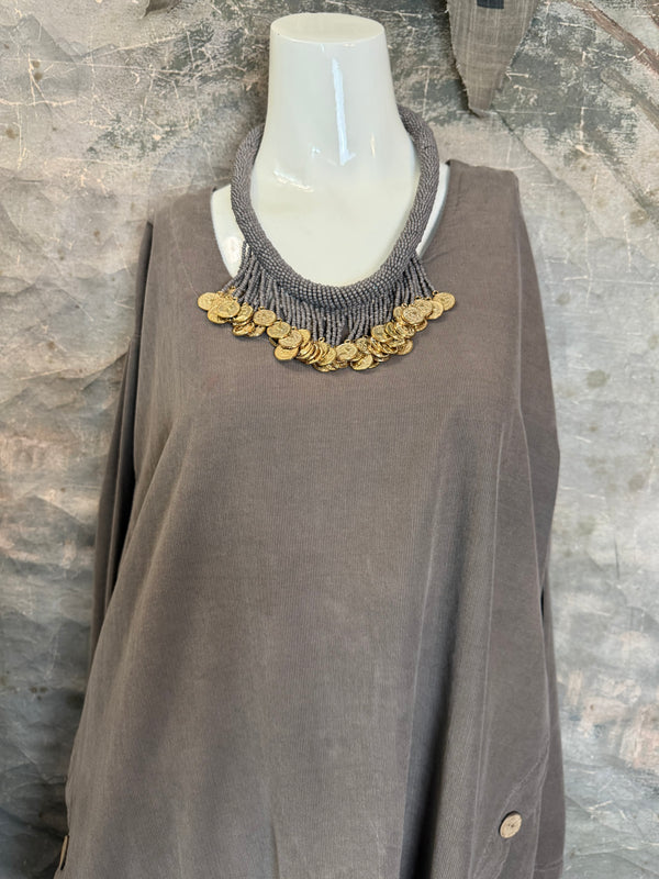 91983 Corduroy Pocket Tunic-Mocha